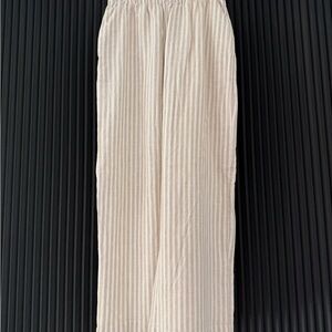 Beige Striped Pants